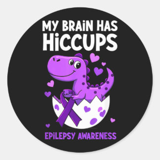 Min hjärna har Hicc Dino Epilepsi Medvetenhet Runt Klistermärke
