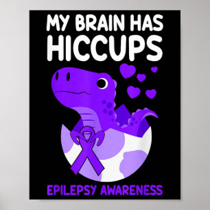 Min hjärna har hjärtklaffar Lila Ribbon epilepsi Poster