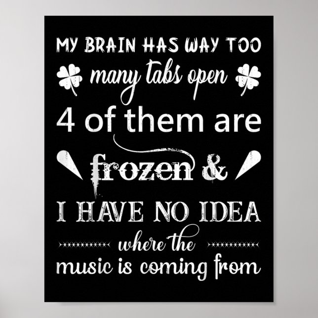 Min hjärna har så många flikar att musiken är Co Poster (Framsidan)