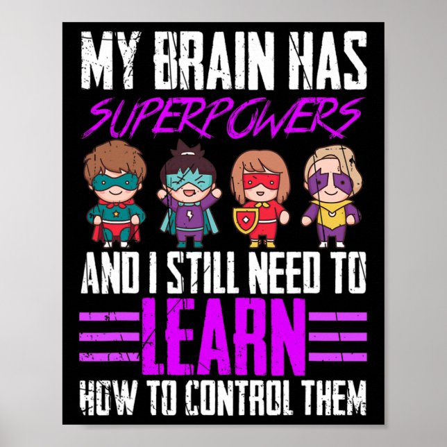 Min hjärna har supermakter Epilepsy Awareness Surv Poster (Framsidan)