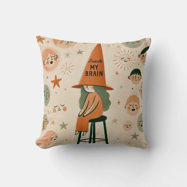 Min hjärna inuti illustration kudde (Framsida)