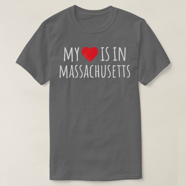 MIN HJÄRTA ÄR I MASSACHUSETTS Cute American State T Shirt (Design framsida)