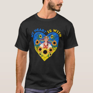 MIN HJÄRTA ÄR MED UKRAINA, Ukrainas Flagga Traditi T Shirt