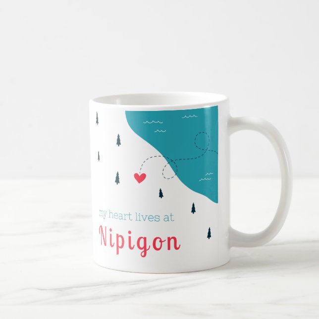 Min hjärta bor på den Nipigon muggen Kaffemugg (Höger)