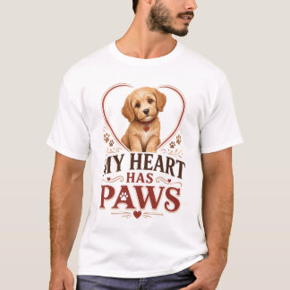 Min hjärta har tassar Söt valpskjorta för hundälsk T Shirt