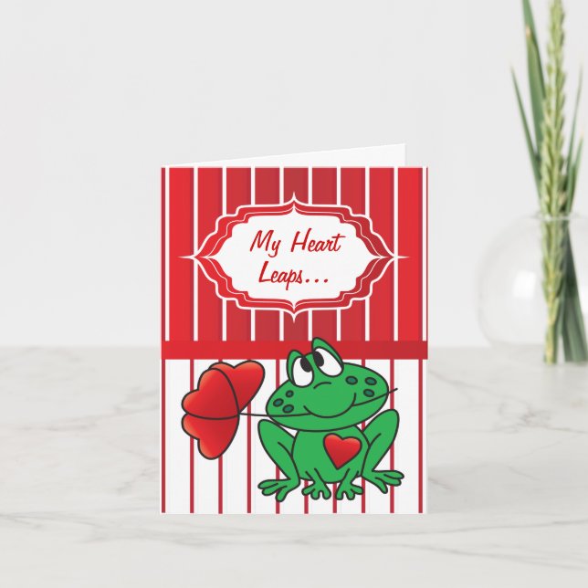 Min hjärta hoppar för dig - valentingrodan helgkort (Framsida)