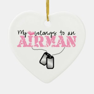 Min hjärta hör hemma till en Airman Julgransprydnad Keramik