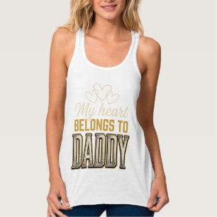 Min hjärta tillhör Daddy Vintage Typography T-shir Linne Med Racerback