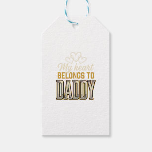 Min hjärta tillhör Daddy Vintage Typography T-shir Presentetikett