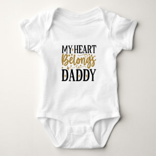 Min hjärta tillhör Pappa Typografi T Shirt