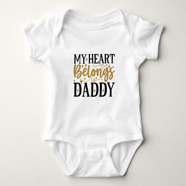 Min hjärta tillhör Pappa Typografi T Shirt (Framsida)