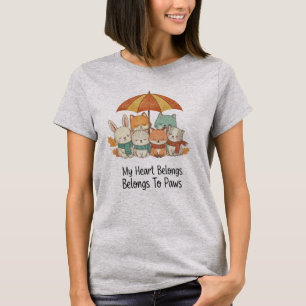 Min hjärta tillhör tassarnas söta djur T-shirt