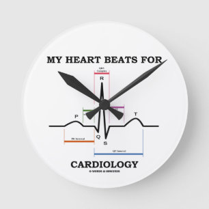Min hjärtatakter för Cardiology (ECG/EKG) Rund Klocka