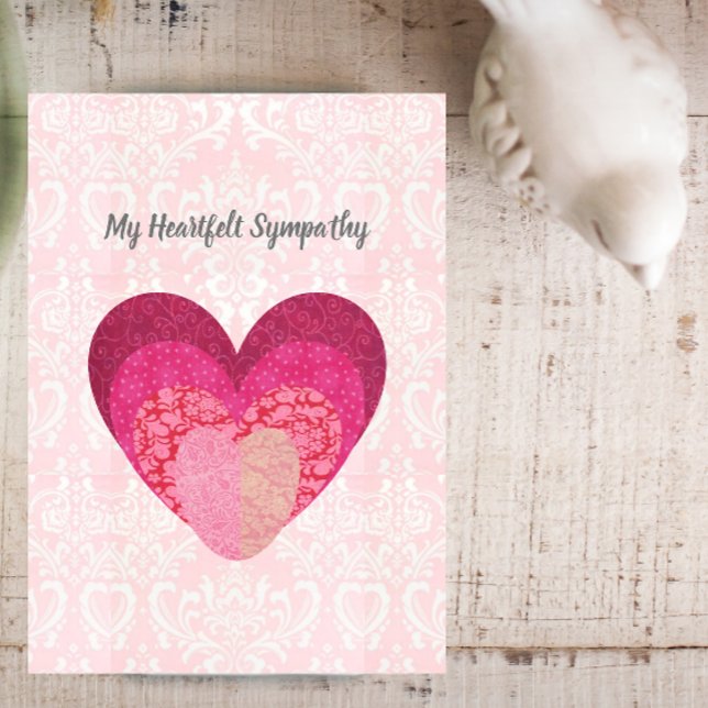 Min hjärtslitna sympati Quilt look Heart Card Hälsningskort (Skapare uppladdad)