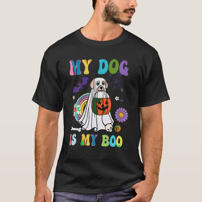 Min Hund är Boo Rolig hund Owner Boo Ghost Älskare T Shirt (Framsida)