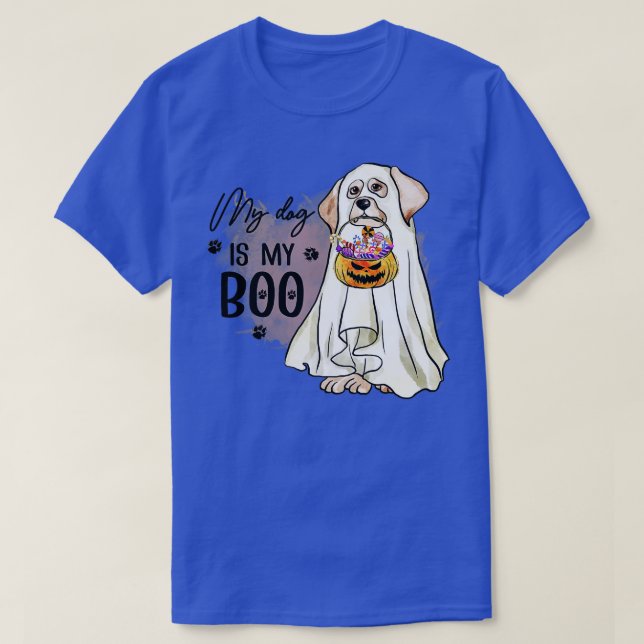 Min Hund är Boo Rolig hund Owner Boo Ghost Älskare T Shirt (Design framsida)