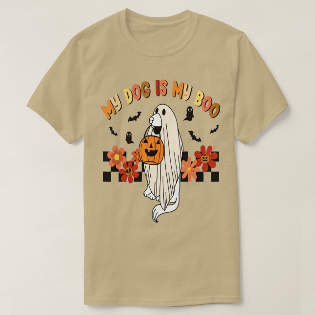 Min Hund är Boo Rolig hund Owner Boo Ghost Älskare T Shirt (Design framsida)