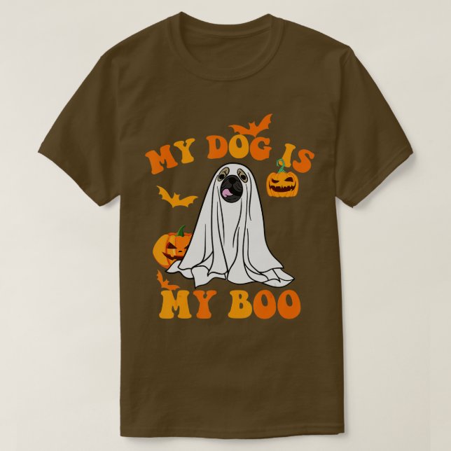 Min Hund är Boo Rolig hund Owner Boo Ghost Älskare T Shirt (Design framsida)