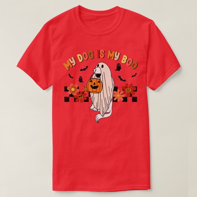 Min Hund är Boo Rolig hund Owner Boo Ghost Älskare T Shirt (Design framsida)