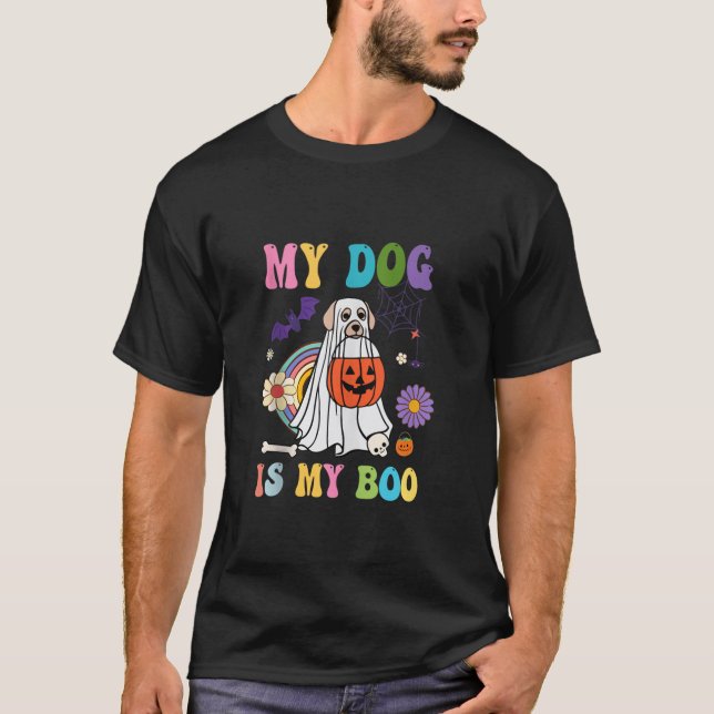 Min Hund är Boo Rolig hund Owner Boo Ghost Älskare T Shirt (Framsida)