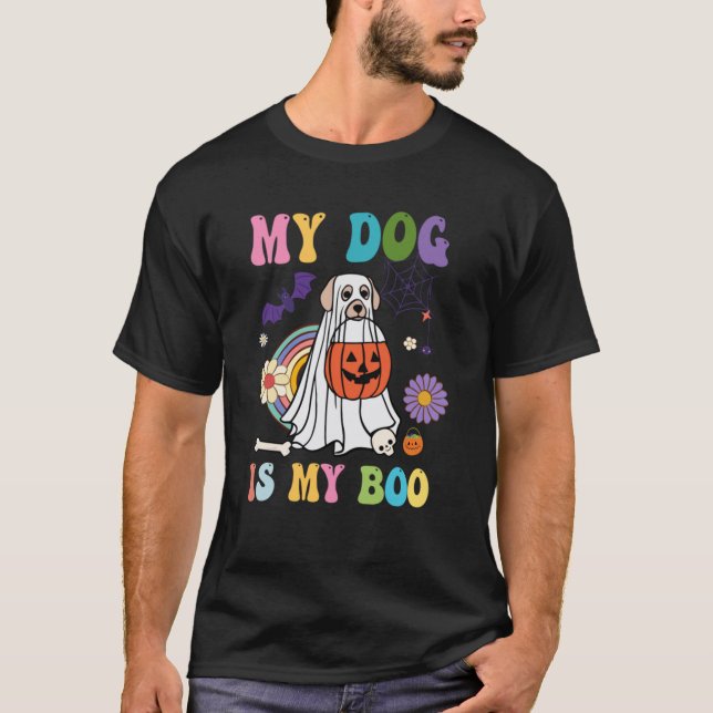 Min Hund är Boo Rolig hund Owner Boo Ghost Älskare T Shirt (Framsida)