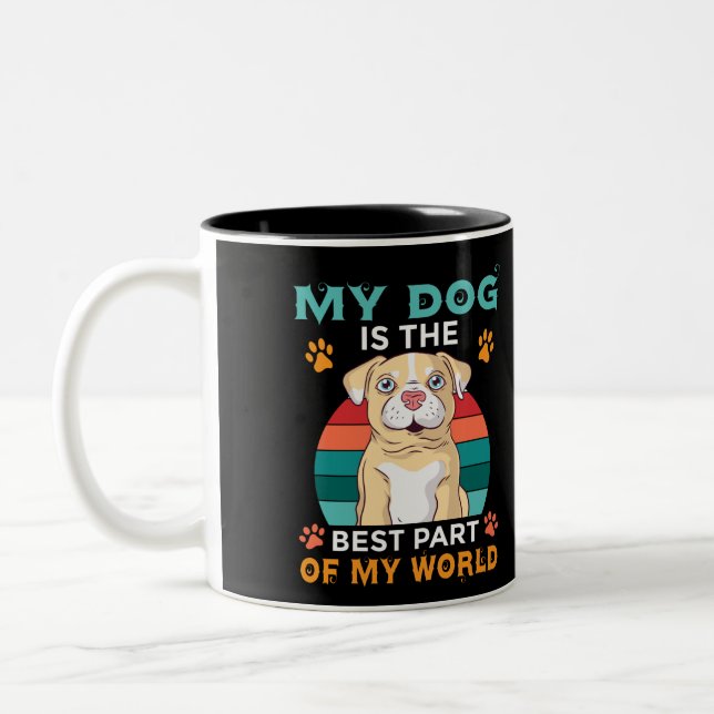 Min Hund är den bästa delen av min tvåtonårsvärld  Två-Tonad Mugg (Vänster)