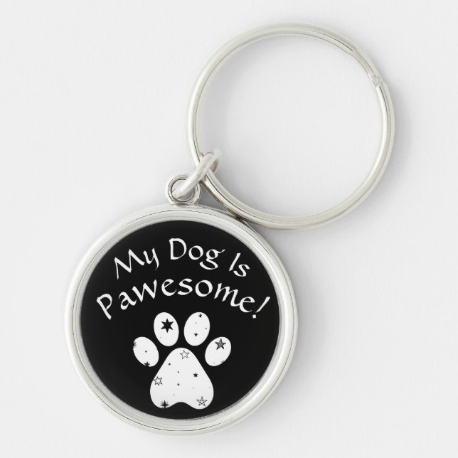 Min Hund är fantastisk! Rund Silverfärgad Nyckelring (Framsidan)
