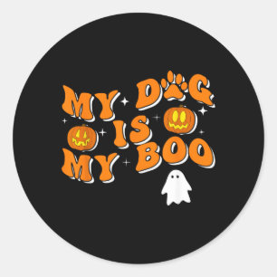 Min hund är min Boo Groovy spöklig hund Halloween Runt Klistermärke