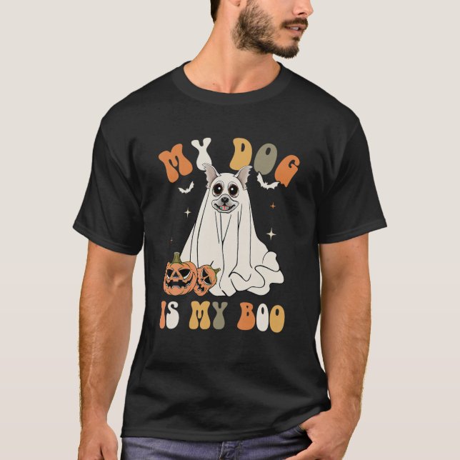 Min Hund är min Chihuahua Pumpkin Ghost Halloween  T Shirt (Framsida)