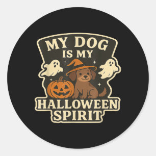 Min hund är min Halloweenande _ Rolig hundägare Runt Klistermärke