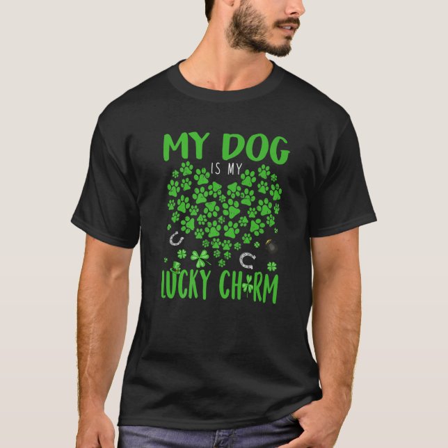 Min Hund är min Lucky Charm St patrick's day T Shirt (Framsida)