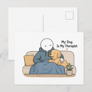 Min hund är min terapeut Roligt hundälskare meme Vykort