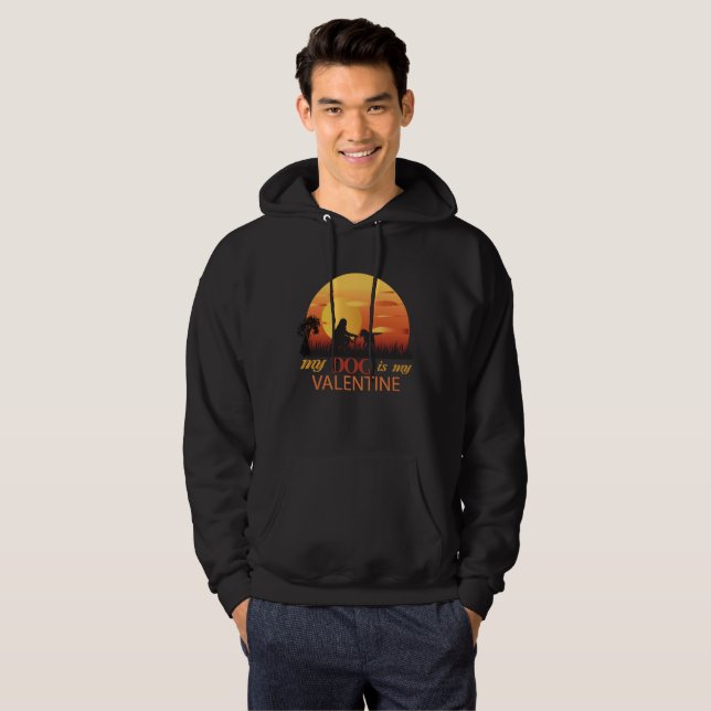 Min hund är min valentin, hund är min valentin hoodie (Hel framsida)