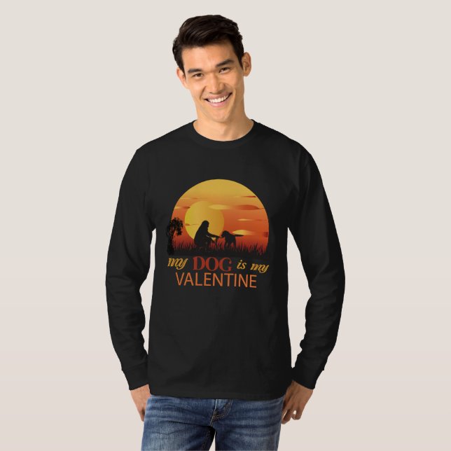 Min hund är min valentin, hund är min valentin t shirt (Hel framsida)