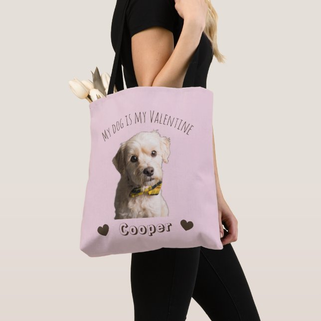 Min hund är min valentin – Personlig husdjurs- Tygkasse (Närbild)