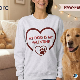 Min hund är min valentin söta tassavtryck hjärta t shirt