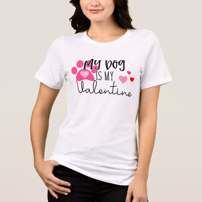 Min Hund är min Valentine | Alla hjärtans dag T Shirt (Framsida)