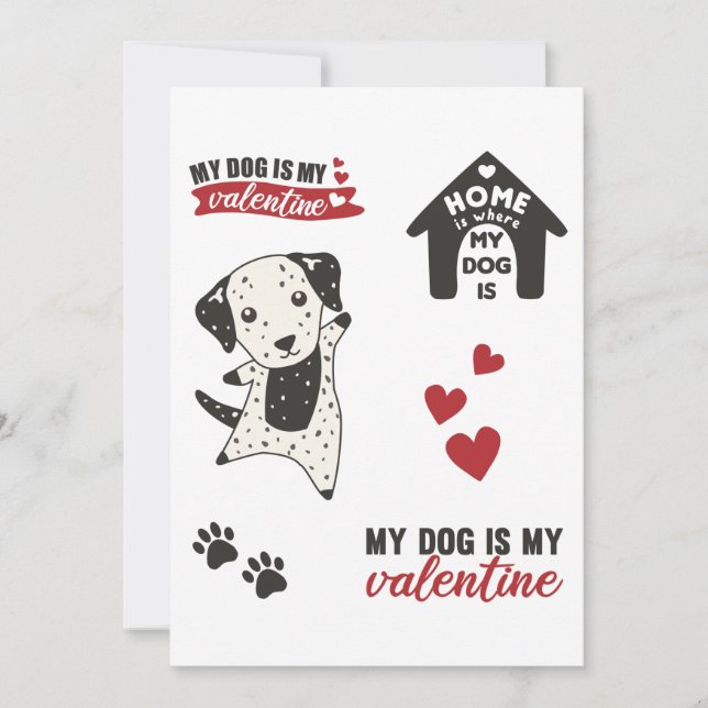 Min Hund är min Valentine Dalmatian Hund Inbjudningar (Framsida)