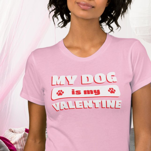 Min Hund är min Valentine Hund älskare Retro Rosa T Shirt (Skapare uppladdad)