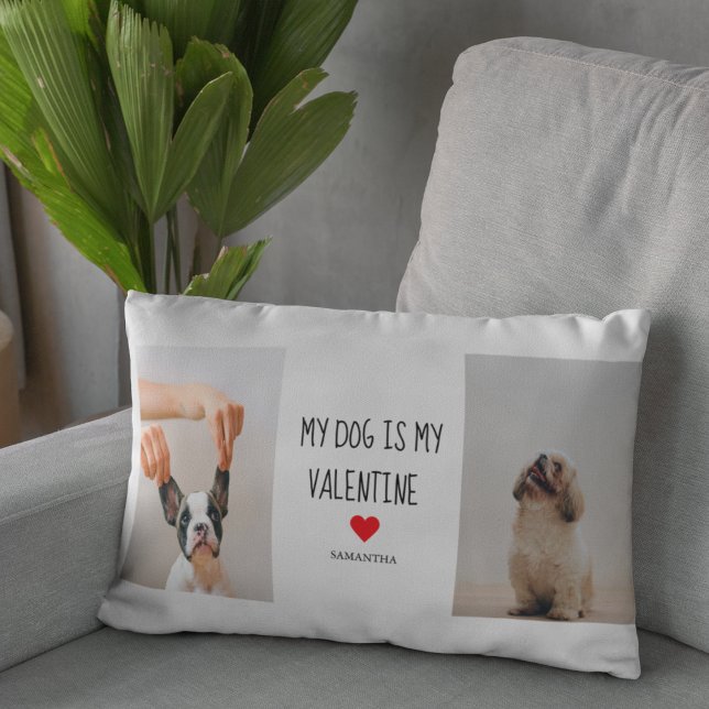 Min Hund är min Valentine | Två Hund foton Lumbarkudde (Skapare uppladdad)