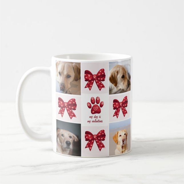 Min Hund är mina Valentineser Bow 4-foton Kaffemugg (Vänster)
