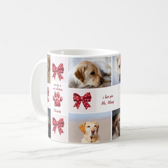 Min Hund är mina Valentineser Bow 4-foton Kaffemugg (Framsida vänster)