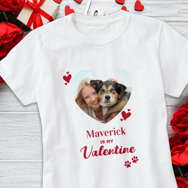 Min Hund är mitt hjärtefoto för Valentine Anpassni T Shirt (Skapare uppladdad)
