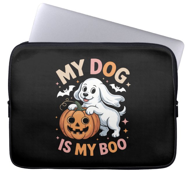 Min Hund är My Boo Funny Halloween Laptop Fodral (Framsidan)