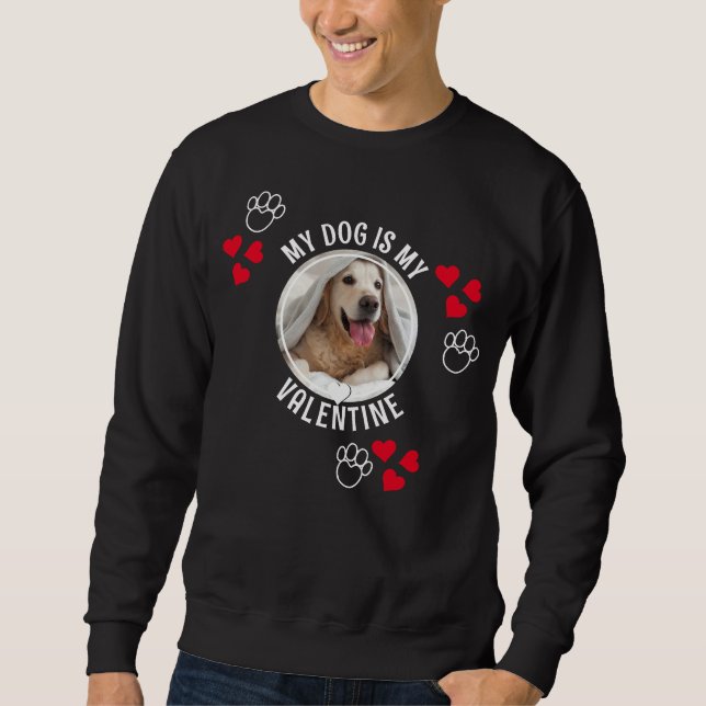MIN HUND ÄR MY VALENTINE Anpassningsbar Photo Unis Lång Ärmad Tröja (Framsida)