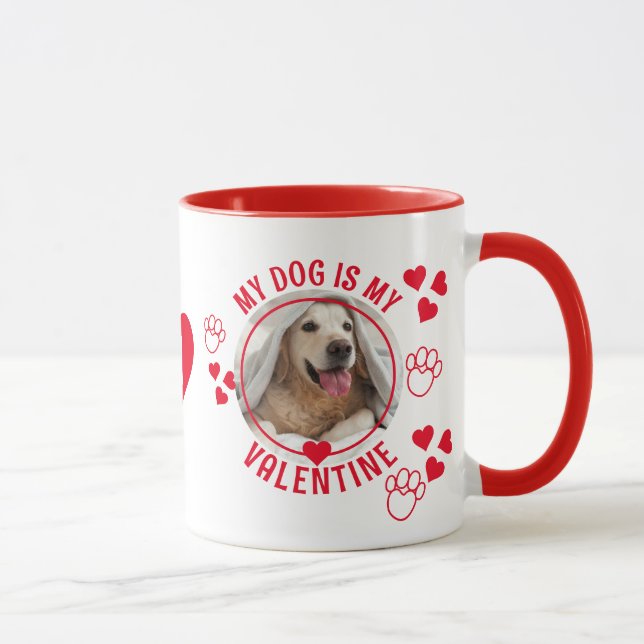 MIN HUND ÄR MY VALENTINE Photo Monogram Mugg (Höger)