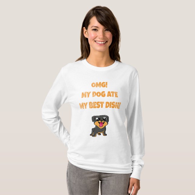 Min hund åt min bästa matslogan t shirt (Hel framsida)