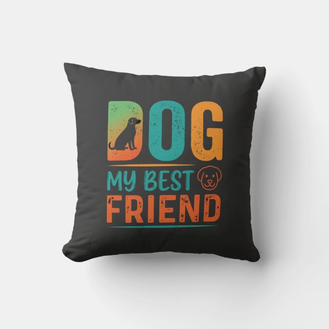 Min hund bästa vän retrodesign kudde (Framsida)