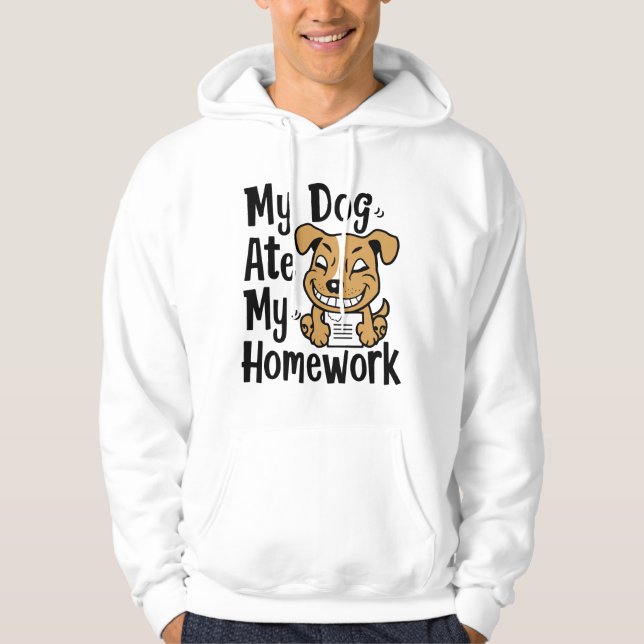 Min hund gör mina läxor hoodie (Framsida)