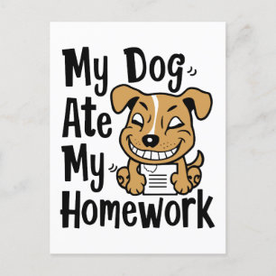 Min hund gör mina läxor vykort